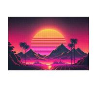 75x50cm/1000pcs Puzzles pour Adultes Vibrant Retro Sunset Landscape -2 Puzzles pour Adolescents Jeu Manuel Améliore La Mémoire Cadeaux Uniques pour Anniversaire Et Noël 75x50cm/1000pcs