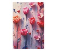 75x50cm/1000pcs Puzzles pour Adultes Watercolor Flowers and Hearts Pattern Puzzle pour Adultes - Jeu De Réflexion - Défi Difficile Et Stimulant 75x50cm/1000pcs