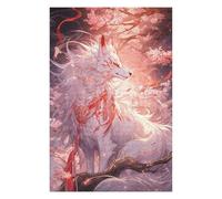75x50cm/1000pcs Puzzles pour Adultes White Kitsune of Sakura Puzzles pour Adolescents Jeu Familial Course De Vitesse Manuelle Cadeaux Uniques pour Anniversaire Et Noël 75x50cm/1000pcs