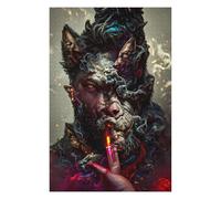 75x50cm/1000pcs Puzzles pour Adultes Wolf Spirit Smoke Puzzles pour Adolescents Jeu Manuel Améliore La Mémoire Cadeaux Uniques pour Anniversaire Et Noël 75x50cm/1000pcs
