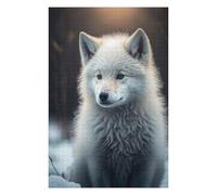 75x50cm/1000pcs Puzzles Snowy Wolf Pup in Winter Wonderland Puzzle Adulte Jeu Manuel Course De Vitesse Cadeaux Uniques pour Anniversaire Et Noël 75x50cm/1000pcs