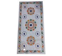 76,2 x 182,9 cm Rectangle marbre blanc avec aspect décent Incrustation de pierres précieuses Table de travail Salon Table pour la maison et l'hôtel