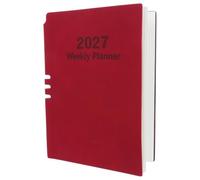 76 Feuilles Agenda de Planification 2027 Rouge en PU et Papier | Suivi des Jalons de Projet, Notes de Réunion, Usage Bureau et Domicile, Format A5