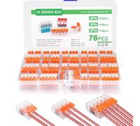76 Pièces Connecteur Electrique,Compacts Rapide Cosses, Borne de Connexion Electrique, 38 Pcs 2 Entrées, 24 Pcs 3 Entrées,14 Pcs 5 Entrées Assortiment, Electrique pour 412, 413, 415 Câblage