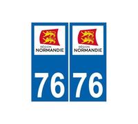 76 Seine Maritime autocollant plaque immatriculation Normandie nouveau logo sticker - Angles : droits
