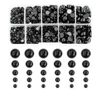 760 pcs 5 Tailles Yeux de Poupée en Plastique Cabochon Demi-Rond à Dos Plat Noir Yeux de Jouets en Peluche pour travaux manuels, fabrication de bijoux, yeux de poupée，4/5/6/8/10 mm
