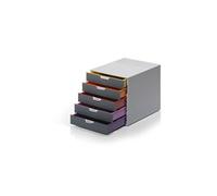 DURABLE Module de classement VARICOLOR 5 – 5 tiroirs – Plastique gris liserés multicolores