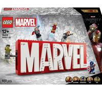 LEGO Marvel Logo Marvel et Ses Super-Héros - Jeu de Construction Collector avec Minifigurines Avengers : Captain America, Iron Man, Thor, Black Widow & Hulk - Idée Cadeau pour Garçon dès 12 Ans 76313