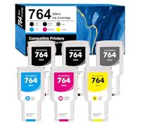 764 Cartouche d'encre 300-ml pour Cartouches d'encre HP 764 HP764 C1Q13A C1Q14A C1Q15A C1Q16A C1Q17A C1Q18A Compatible pour HP DesignJet T3500(Noir Mat, Noir Photo, Cyan, Jaune, Magenta, Gris)