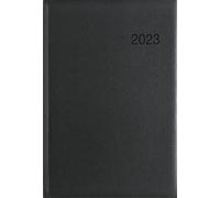 766-0020 Agenda semainier 2023 - Noir - 14,6 x 21 cm - 1 semaine sur 2 pages - Avec perforation d'angle - Carnet de notes - Agenda semainier