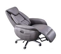 7680106cm Chaise de bureau en cuir à dossier haut réglable pivotante électrique inclinable, chaise d'ordinateur ergonomique avec repose-pieds rétractables et accoudoirs soutien lombaire