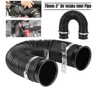 76mm Tuyau d'admission d'air Voiture universelle entrée d'air froid flexible tube kit noir HB046