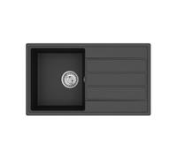 76x44 cm évier avec égouttoir réversible en Granite, à encastrer, noir (SATSINKGE3B)