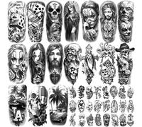 77 Feuilles De Tatouages Temporaires Imperméables Pour Femmes Ou Hommes 17 Feuilles Plus Grandes Demi-Bras Loup Fleur Serpent Faux Tatouages Pour Garçon Ou Fille Et 60 Feuilles Petit Autocollant