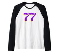 77 | Le Nombre Soixante-dix Sept en Violet et Jaune Manche Raglan