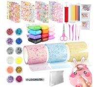 77 Pièces Nano Tape Bubbles Kit, 3 Pièces Nano Tape avec Pompe, Paillettes, Poudre Scintillante, Autocollants, Ciseaux, Bubble DIY Craft Kit pour Réduire Le Stress et S'Amuser, Garçons et Filles