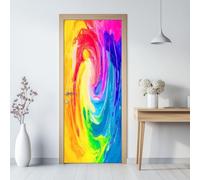 77 x 200 cm Stickers Porte 3D Trompe Loeil Auto-adhésif Vinyle Papier, Éclaboussures De Peinture Abstraite Pleines Murale Amovible Sticker Décoration Xl Porte Autocollants - Peintures Murales, Couleur