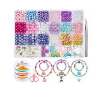 773 pcs Mermaid Charm DIY Bead Set for Kids Girls with Pearl Starfish Shell with Mermaid Beads for Making Bracelets Necklaces