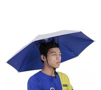 77cm Écran Solaire Coupe-Vent Mains Libres Tête Parapluie Cap Parapluie Monté sur La Tête Parapluie Chapeau Pliant pour Adultes et Enfants Hommes Femmes(Bleu Argent),Chapeau Parapluie, Chapeaux