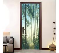 77x200 cm PVC Imperméable Sticker Porte Paysage de forêt de pins Poster de Porte 3D Stickers Muraux Autocollant Porte Amovible Vert Auto-adhésif Murale pour Salon Salle de Bain