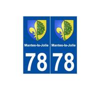 78 Mantes-la-Jolie blason autocollant plaque stickers ville - Angles : droits