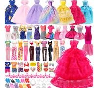 78 pcs Vêtements et Accessoires de Poupée pour Poupée 11,5 ", Inclure Robes de Soirée, Hauts et Pantalons, Jupes Quotidiennes, Maillots de Bain, Chaussures, Colliers, Couronnes, Cadeaux Fille