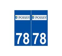 78 Poissy logo autocollant plaque stickers ville - Angles : droits