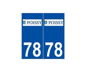78 Poissy logo autocollant plaque stickers ville - Angles : droits
