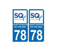 78 Saint Quentin Yvelines autocollant plaque immatriculation auto ville sticker - Angles : arrondis