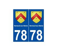 78 Verneuil-sur-Seine blason autocollant plaque stickers ville - Angles : arrondis