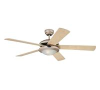 78182 Ventilateur de plafond d'intérieur à cinq pales et une lampe Comet de 132 cm, finition en titane avec verre opale dépoli