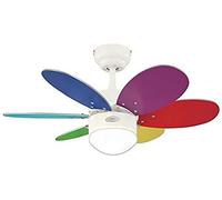 78673 Ventilateur de plafond d'intérieur à six pales et une lampe Turbo II de 76 cm, finition en blanc avec verre opale dépoli