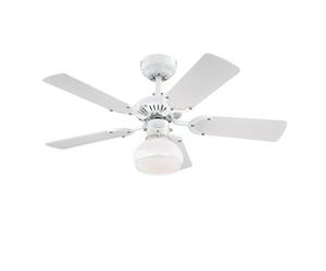 78704 Ventilateur de plafond d’intérieur blanc de 90 cm Princess Radiance II, kit d‘éclairage avec dôme en verre opale dépoli