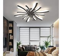 78cm Ventilateur de Plafond avec Lumière et Télécommande/APP Silencieux Créative Fleur Plafonnier Ventilateur Led Moderne Dimmable 6 Vitesse Réversible été Hiver pour Chambre Salon, Noir