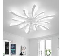 78cm Ventilateur de Plafond avec Lumière et Télécommande Grand Luminaire Ventilateur Plafond Dimmable 6 Vitesses DC Réversible été/hiver Plafonnier Ventilateur Silencieux pour Chambre Salon,Blanc