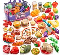 78Pc Jouets À Découper Avec Sac De Rangement,Accessoire Cuisine Enfant,Dinette Enfant Ustensile Cuisine Enfant,Jeu De Rôle De Chef Kit Cuisine Enfantjouet Éducatif Éveil Montessori