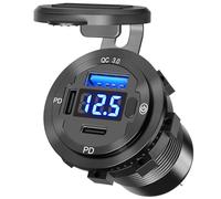 78W Aluminium Prise de Chargeur de Voiture: Qidoe Prise USB 12V Double PD 30W and 18W QC3.0 USB Port avec Voltmètre à Interrupteur Adaptateur Allume Cigare étanche pour Camion Caravane Marine Moto