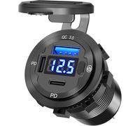78w Car Charger Socket: Aluminium Usb Socket 12v Dual Pd 30w And 18w Qc3.0 Usb Port With Voltmeter Switch Adapter Waterproof Cigarette Lighter For Truck Caravan Marine Motorcycle