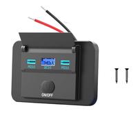 78W Prise USB 12V Montage en Surface Léger Double Port USB C 30W et QC3.0 18W pour Voiture, Panneau Chargeur Remplacement pour Allume-Cigarette U-S-B 12 Volts avec Interrupteur pour Bus Marine Moto