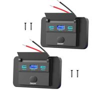 78W Prise USB 12V Montage en Surface Léger Double Port USB C 30W et QC3.0 18W pour Voiture, Panneau Chargeur de Remplacement pour Allume-Cigarette USB 12 Volts avec Interrupteur pour Bus Marine Moto