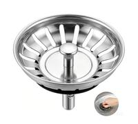 Ø79,3 mm Bouchon Évier Cuisine INOX, Bonde Évier Universelle avec Filtre Évier Cuisine, Panier Profond Drainage Rapide, Installation Facile, Accessoires pour Évier de Cuisine