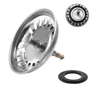 Ø 79 mm Bouchon Evier Cuisine avec Goupille Réglable en Acier Inoxydable, Panier pour Bouchon d'évier, Convient à la Plupart des éviers à Trop-Plein ou Décentrés, Crépine Evier Anti Colmatage