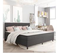 79442HOME NEW•) Jill's Cadre de lit Pour Adulte - Sommier tapissier à lattes Gris Tissu 200x200 cm Design Stable & Chic ,201x200,5x3