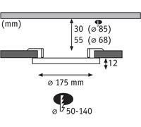 79963 Panneau Led Panneau Encastré Areo Ip44 175 Mm Rond Incl. 1X13 Watts Blanc Chaud Noir Synthétique Système D'Éclairage 3000 Kelvin