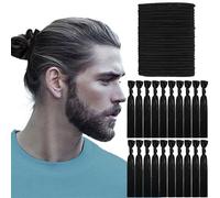79style Élastiques à cheveux noirs et blancs noués pour homme - Ruban en tissu pour queue de cheval - Sans dommages - Accessoire pour cheveux pour homme (60 pièces au total)
