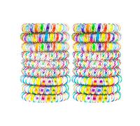79STYLE Lot de 15 élastiques à cheveux en spirale sans traces arc-en-ciel en plastique pour téléphone et queue de cheval pour filles, tout-petits et femmes, épais, fins et bouclés (arc-en-ciel, grande