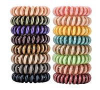 79STYLE Lot de 30 élastiques à cheveux en spirale, sans plis, sans traces, chouchous en vrac pour queue de cheval en plastique pour cheveux fins, épais et bouclés (classique, 15 couleurs - taille