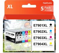 79Xl T79Xl Lot De 5 Cartouches D'Encre Pour T7901 T7902 T7903 T7904 Pour Wf-4630Dwf Wf-4640Dtwf Wf-5110Dw Wf-5190Dw Wf-5620Dwf Wf-5690Dwf Wf-5190Dw Wf-5690Dwf,2Noir 1Cycle 1 Magenta Et 1 Jaune)