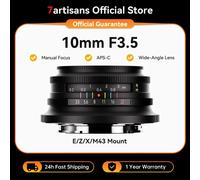 7artisans 10mm F3.5 APS-C 108 ° Objectif à mise au point fixe ultra grand angle pour appareil photo Sony E Fujifilm XF Nikon Z Micro M4/3 Mount 10mm F3.5