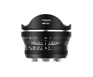 7artisans Objectif fisheye ultra grand angle F2 APS-C 6 mm, mise au point manuelle avec angle de vue de 220° pour appareils photo Fuji X-Mount X-A1, X-A10, X-A2, X-A3, X-PR03, X-E1, X-E2, X-E2S, X-E3